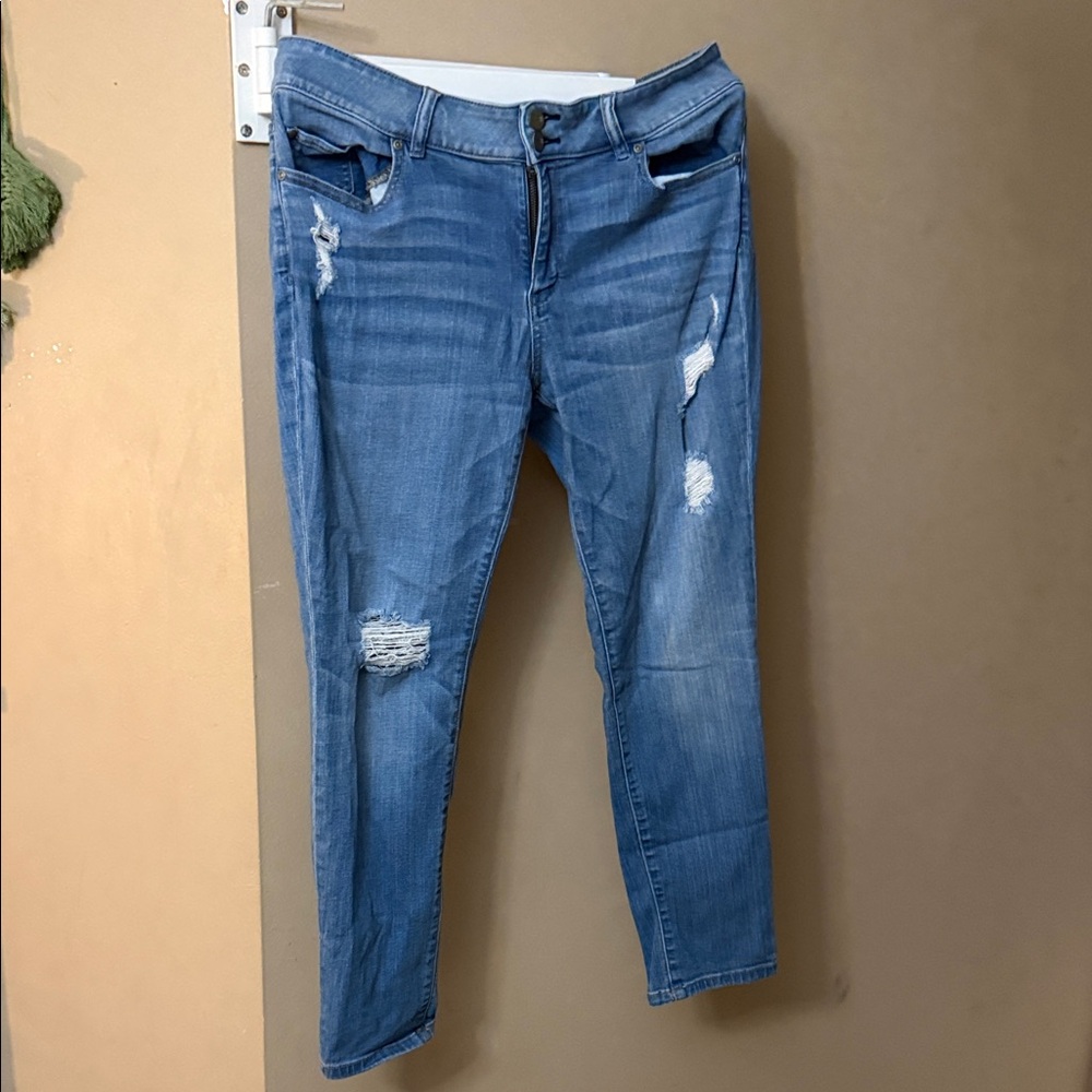 Soho Distressed Blue Straight Leg Jeans